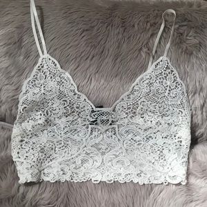 Forever 21 White Crochet Lace Crop Tank - S